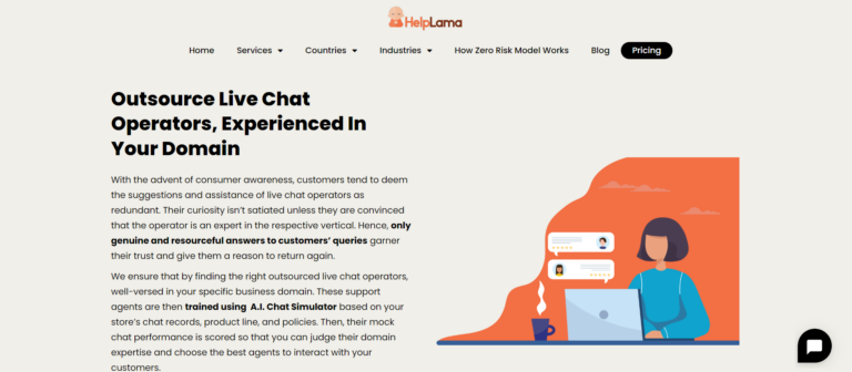 Helplama for Hiring live chat support