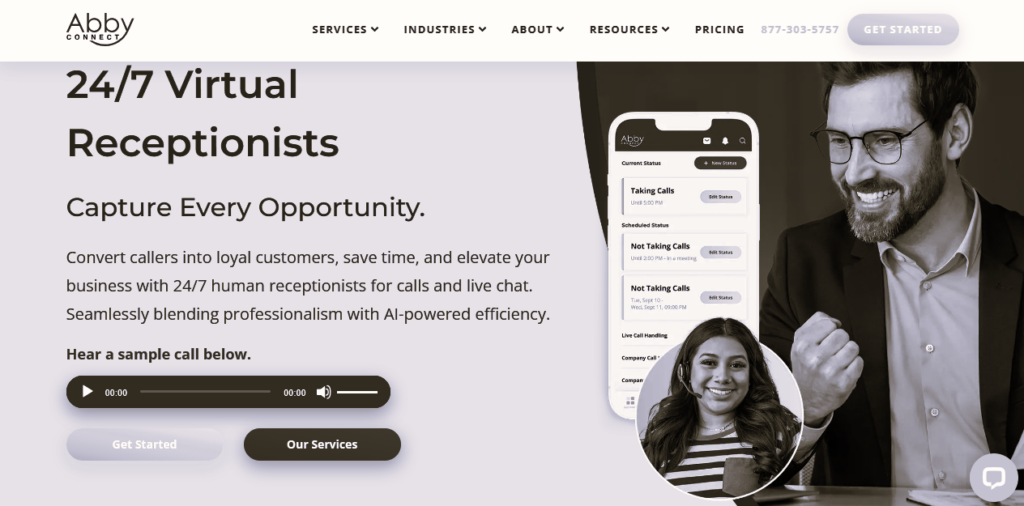 answering phone service small business Abby Connect
